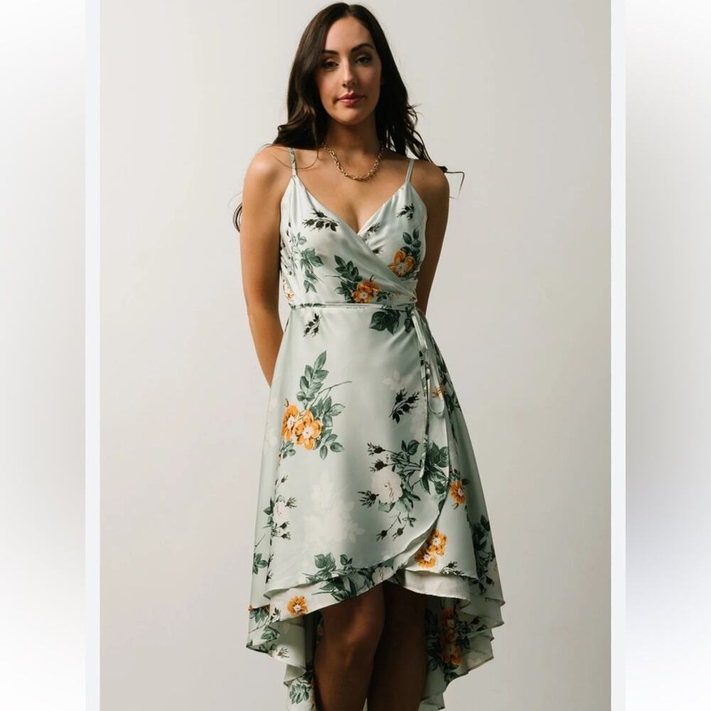 NWT NEW Baltic Born Steffi Tulio Wrap Dress Light Sage Floral - Picture 8 of 8